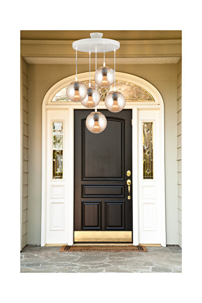 KARDELEN AYDINLATMA AVİZE Kardelen Sarkıt Tepsi Beyaz 5'li Bal Glop  Camlı  A...