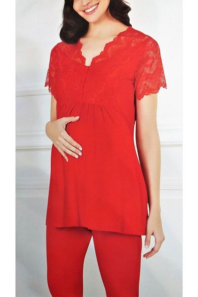 FLZ Set Pijama Maternitate din dantelă mânecă scurtă Rosie