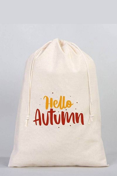 Florence Event Hello Autumn Hello Autumn Printed 100% Cotton Raw Cloth Pouch 30x40 Cm