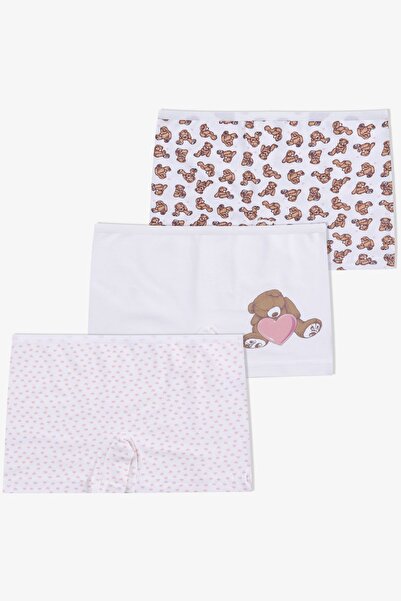 koza iç giyim Κοριτσίστικο μπόξερ 3 τεμαχίων με σχέδιο αρκουδάκι