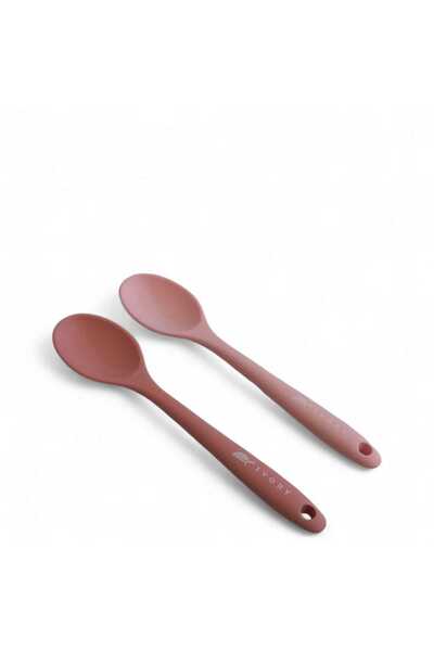 Genel Markalar 20cm ısıya dayanıklı 2'li silikon kaşık seti pembe tozpembe