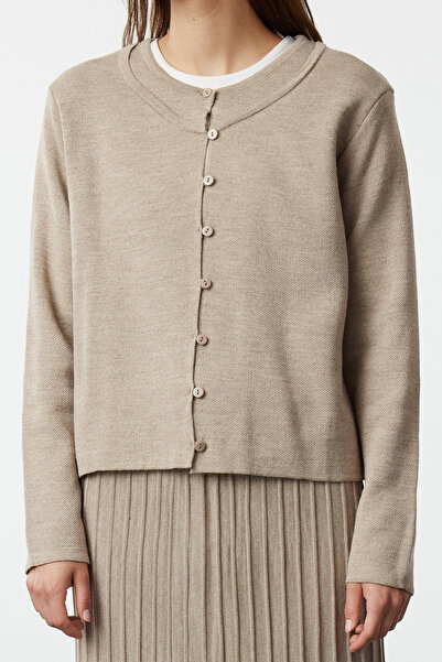 Trendyol Modest Mink gombos kardigán-szoknya kötöttáru felső és alsó készlet TCTAW24US00043