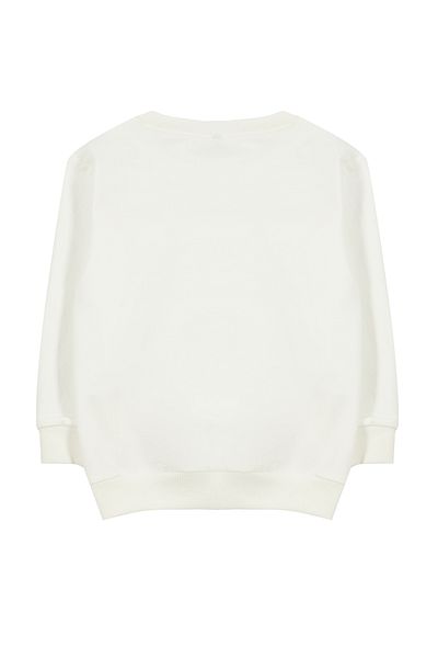 TRENDYOLKIDS Girl's Ecru*002 Seasonal Knitted Sweatshirt - Thin Slogan Patterned Tkdaw25sw00001