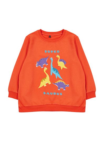 TRENDYOLKIDS Boys' Thin Dinosaur Patterned Seasonal Knitted Sweatshirt - Crew Neck Tkdaw25sw00005