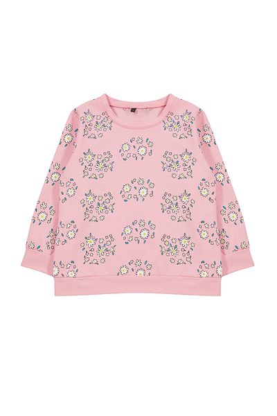 TRENDYOLKIDS Pink*004 Girl's Thin Floral Patterned Seasonal Knitted Sweatshirt - Tkdaw25sw00001
