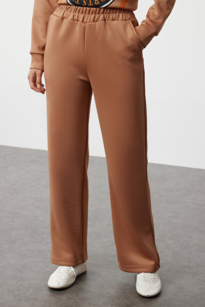 Trendyol Modest Σετ φόρμας Scuba Fabric Brown - TCTAW23EN00016