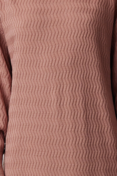 Trendyol Modest Πλεκτό φόρεμα με σχέδιο αποξηραμένο τριαντάφυλλο - TCTAW25EB00003