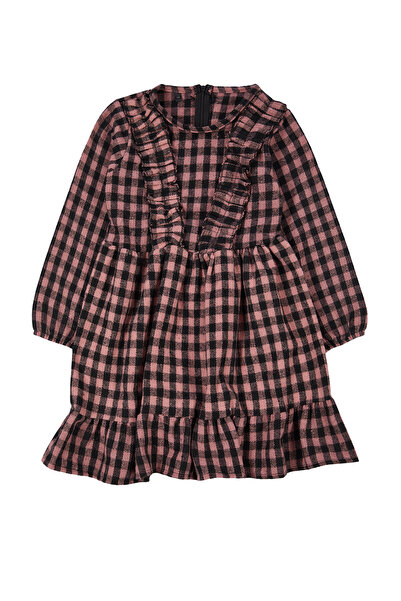 TRENDYOLKIDS Καρό ροζ φόρεμα για κορίτσια - κανονική εφαρμογή TKDAW25EL00004