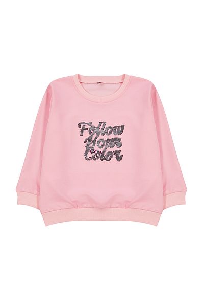 TRENDYOLKIDS Rosa Sweatshirt Für Mädchen - Thin Slogan Patterned Tkdaw25sw00001
