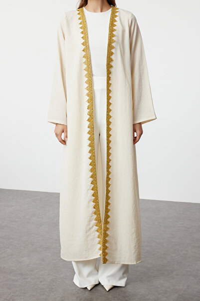 Trendyol Modest Light Beige Gold Woven Detailed Cap - Ferace/Abaya TCTAW25KF00000