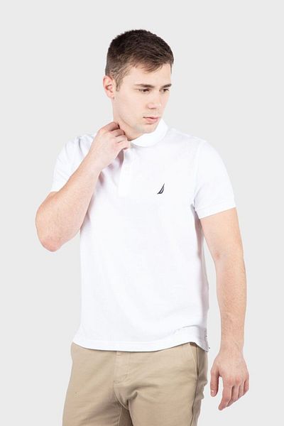 Nautica Men's Polo Neck White T-Shirt - KR7211
