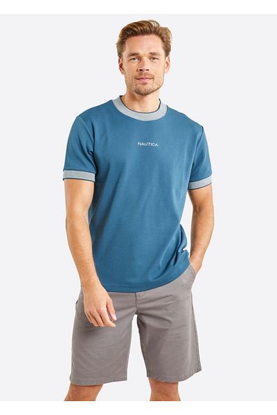 Nautica تي شيرت رجالي أخضر مائي - N1M01676