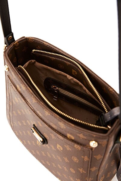 Pierre Cardin Braune Damen-Umhängetasche mit Monogramm 05PO22Y1582