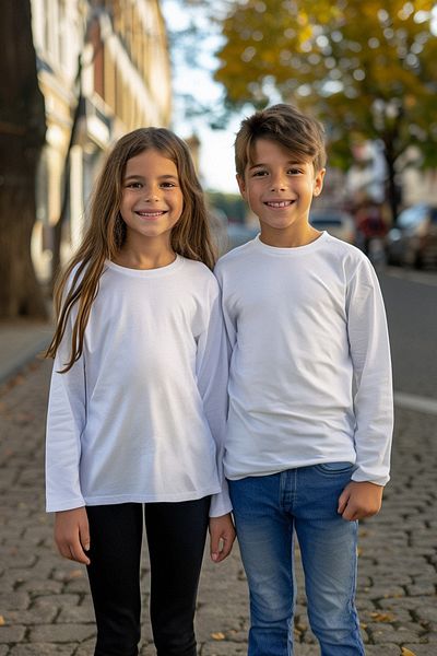 TRENDYOLKIDS Unisex Λευκό-Λευκό 2 Πακέτο - Basic Crew Neck Βαμβακερό πλεκτό TKDAW25TS00000