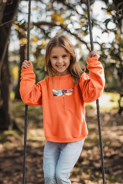 TRENDYOLKIDS Girl's Thin Butterfly Patterned Seasonal Knitted Sweatshirt - Crew Neck Tkdaw25sw00001