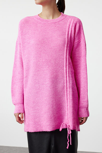 Trendyol Modest Thessaloniki Knitted Pink Knitwear Sweater - Gather Detailed TCTAW25AK00001