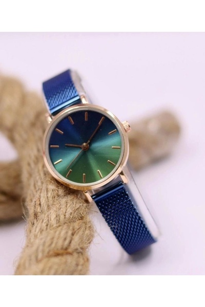 m melisa hediyelik Lacivert Renk Hasır Kordonlu Şık Kadın Saati Mls-1068