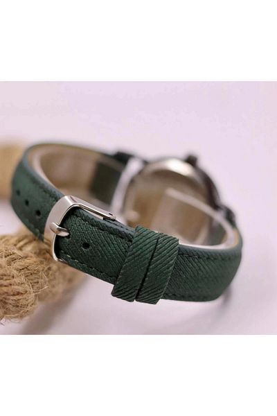 Spectrum Green Color Canvas Cord Heart Love Pattern Lover Women's Wristwatch Mls-1115