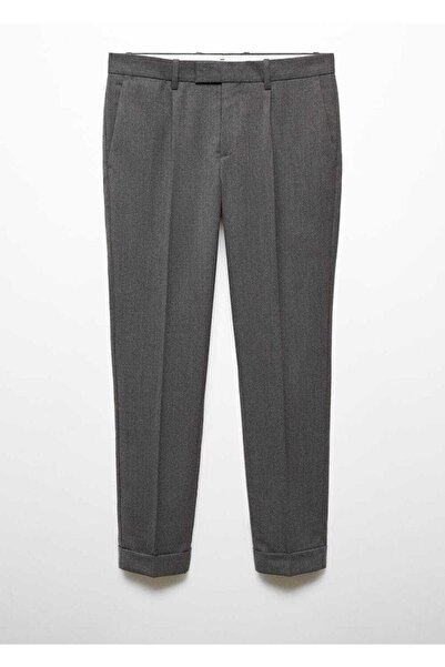 MANGO Man Pili detaylı yün pantolon