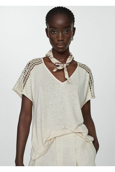 MANGO Woman Tricou cu detaliu găuri
