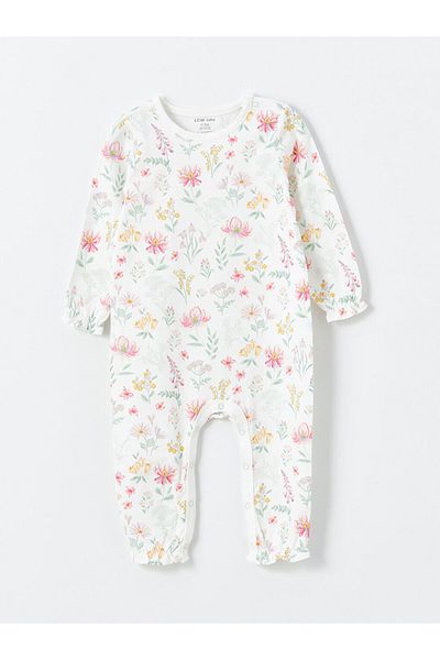 LC Waikiki Crew Neck Printed Baby Girl Snap Body