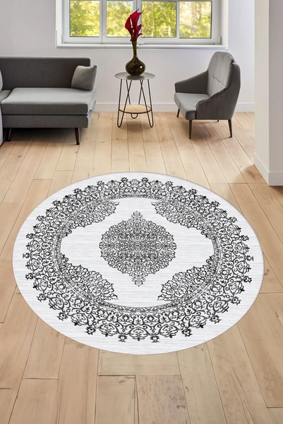 CAPPİO HALI Dijital Baskılı Makinada yıkanabilir Salon Halısı Mutfak Halısı Yuvarlak Halı - CP1829-1
