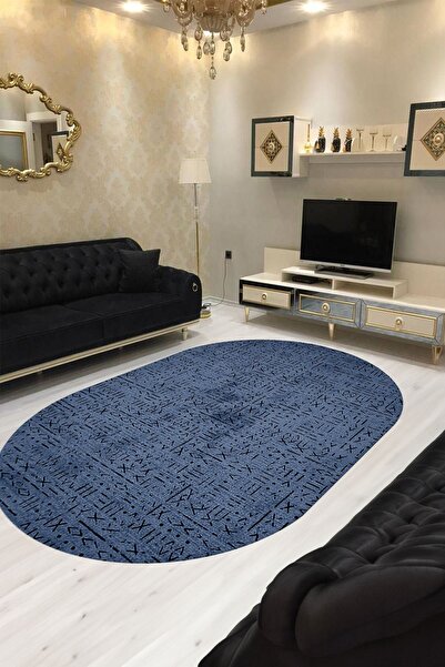 ESTA HALI Dijital Baskılı Makinada yıkanabilir Oval Salon Halısı Mutfak Halıs...