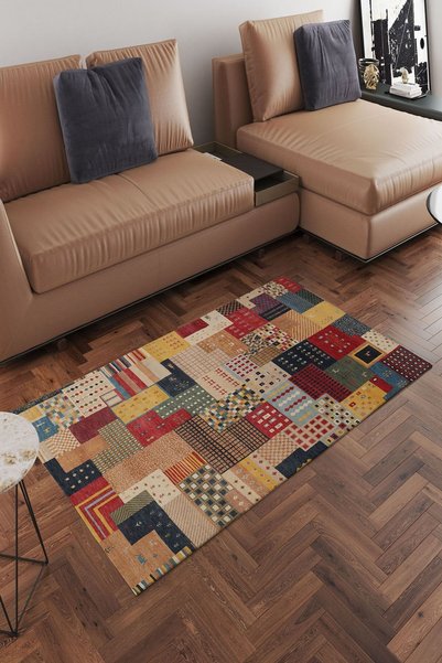 CAPPİO HALI Dijital Baskılı Makinada Yıkanabilir Salon Halısı Mutfak Halısı Yolluk Halısı - Cp1632