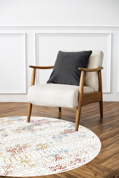 CAPPİO HALI Dijital Baskılı Makinada yıkanabilir Salon Halısı Mutfak Halısı Yuvarlak Halı - CP1827-1