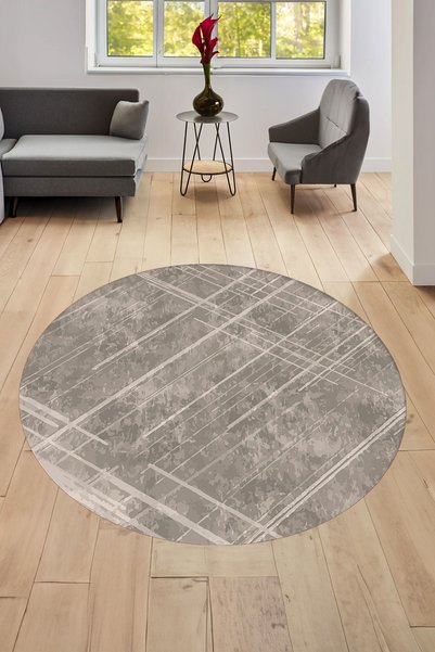 CAPPİO HALI Dijital Baskılı Makinada yıkanabilir Salon Halısı Mutfak Halısı Yuvarlak Halı - CP1828-1