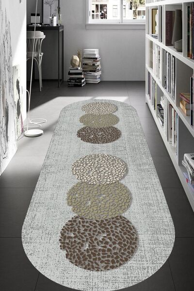 CAPPİO HALI Çakıl Taşlı Gri Oval Halı (makinada Yıkanabilir Kaymaz Taban) - C...
