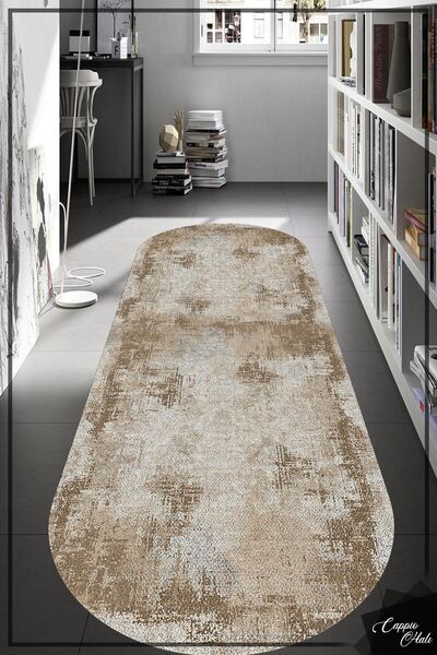 CAPPİO HALI Kahverengi Kanvas Desenli Oval Halı - Cp594