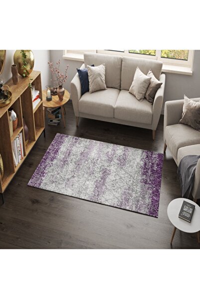 CAPPİO HALI Mor Eskitme Desenli (makinada Yıkanabilir Kaymaz Dot Taban) - Cp1438