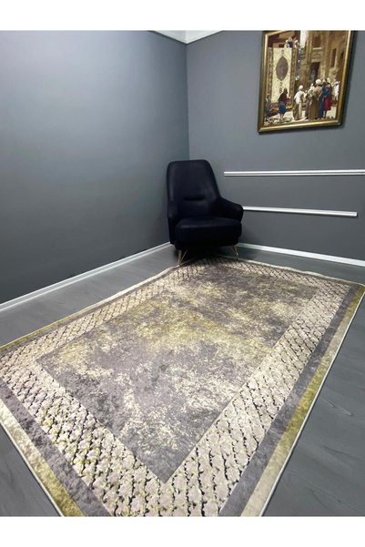 CAPPİO HALI Gold Eskitme Desenli Halı (makinada Yıkanabilir Kaymaz Dot Taban) - Cp1185