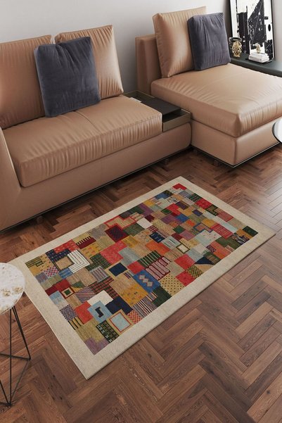 CAPPİO HALI Dijital Baskılı Makinada Yıkanabilir Salon Halısı Mutfak Halısı Yolluk Halısı - Cp1626
