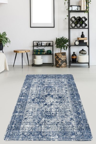CAPPİO HALI Mavi Vintage Halı (makinada Yıkanabilir) - Cp454