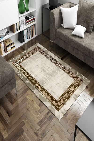 CAPPİO HALI Dijital Baskılı Makinada Yıkanabilir Salon Halısı Mutfak Halısı Y...