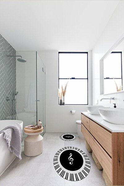 CAPPİO HALI Piyano Desenli 2'li Banyo Halı Takımı (60x100/40x60) / - Cp313