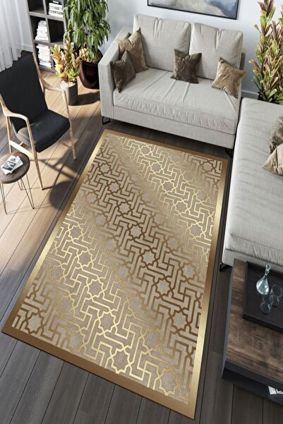 ESTA HALI Gold Geçişli Modern Halı Makinada Yıkanabilir Kaymaz Dot Taban- Est...