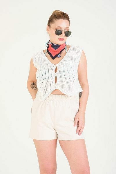 Giyim Dünyası Ecru Women's Mesh Vest