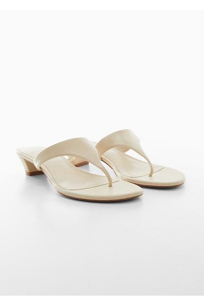 MANGO Woman Ledersandalen mit Kitten-Absatz