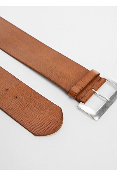 MANGO Woman Široký kožený pásek