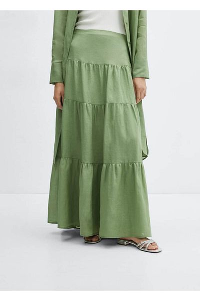 MANGO Woman Fusta maxi ramie