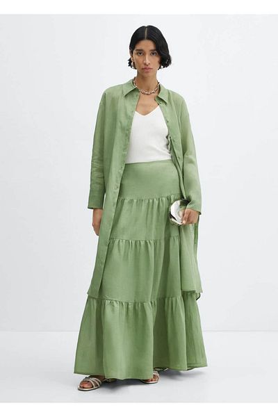 MANGO Woman Fusta maxi ramie