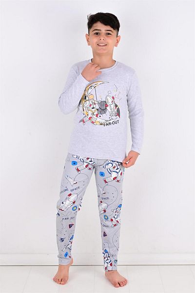 vitmo Boy's Gray Long Sleeve Pajama Set - Far Out