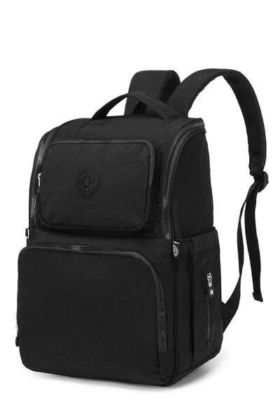 SMART BAGS حقيبة العناية بالطفل من القماش المجعد باللون الأسود 3000