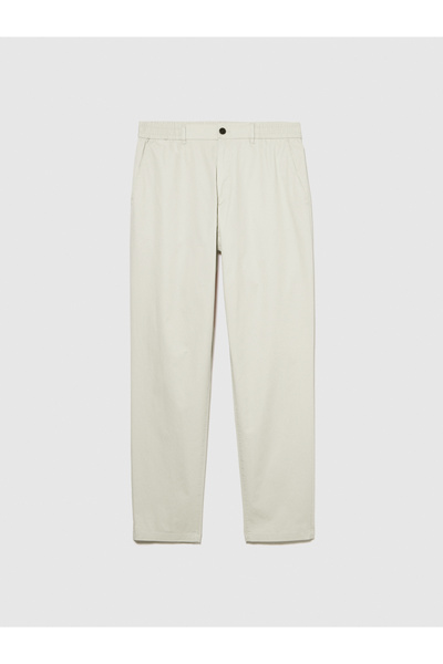 Sisley Ανδρικό παντελόνι μπεζ Slim Fit - 100% βαμβάκι, με κορδόνι στη μέση