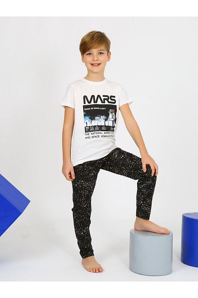 vitmo Boy's Mars Space Pajama Set - Short Sleeve, 100% Cotton