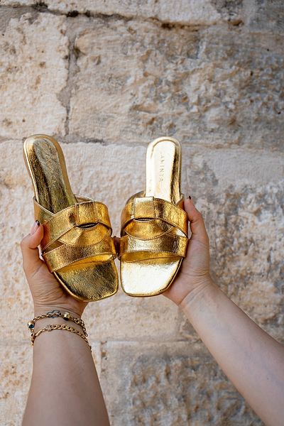 LAMİNTA Papuci Goldeye Gold pentru femei