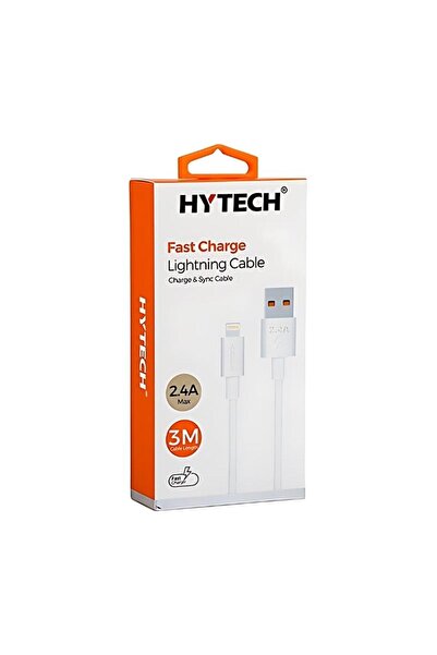 Hytech Hy-x99 Lightning Iphone Data Şarj Kablosu Beyaz 3 Metre, 2.4a
